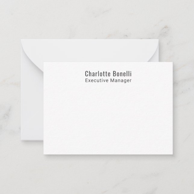 Professional Modern Minimalist Plain  Note Card (Front)
