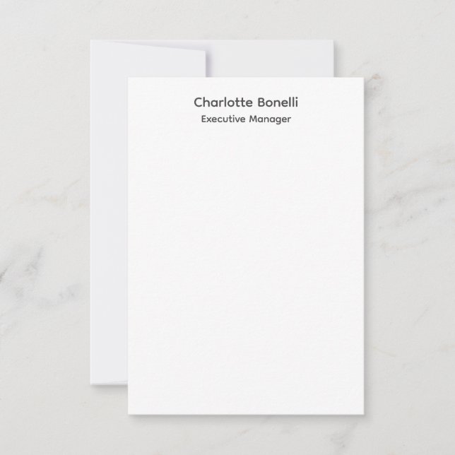 Professional Modern Minimalist Plain Note Card (Front)