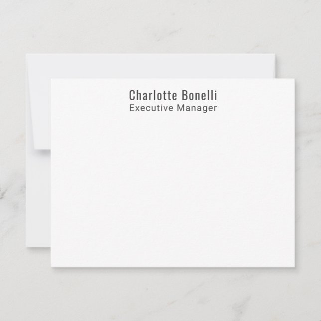 Professional Modern Minimalist Plain  Note Card (Front)