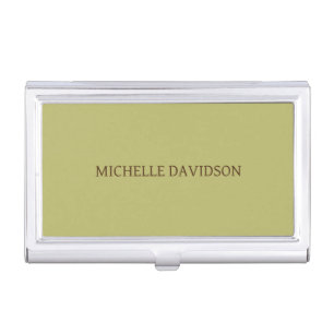 Professional Modern Minimalist Plain Olive Green Business Card Case