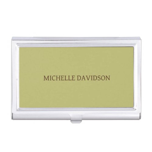 Professional Modern Minimalist Plain Olive Green Business Card Case