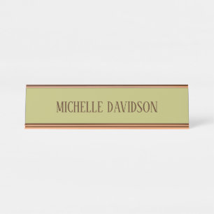 Professional Modern Minimalist Plain Olive Green Desk Name Plate