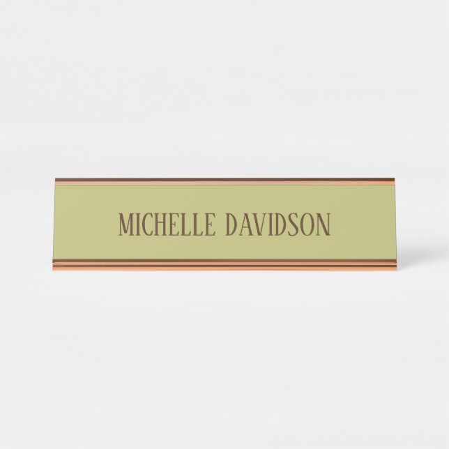 Professional Modern Minimalist Plain Olive Green Desk Name Plate (Front)