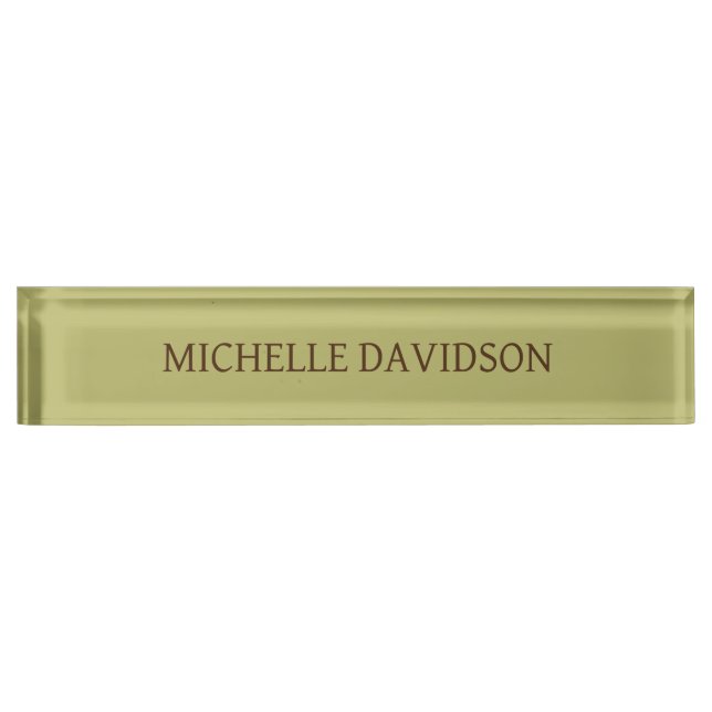 Professional Modern Minimalist Plain Olive Green Desk Name Plate (Front)