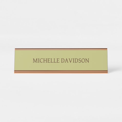 Professional Modern Minimalist Plain Olive Green Desk Name Plate