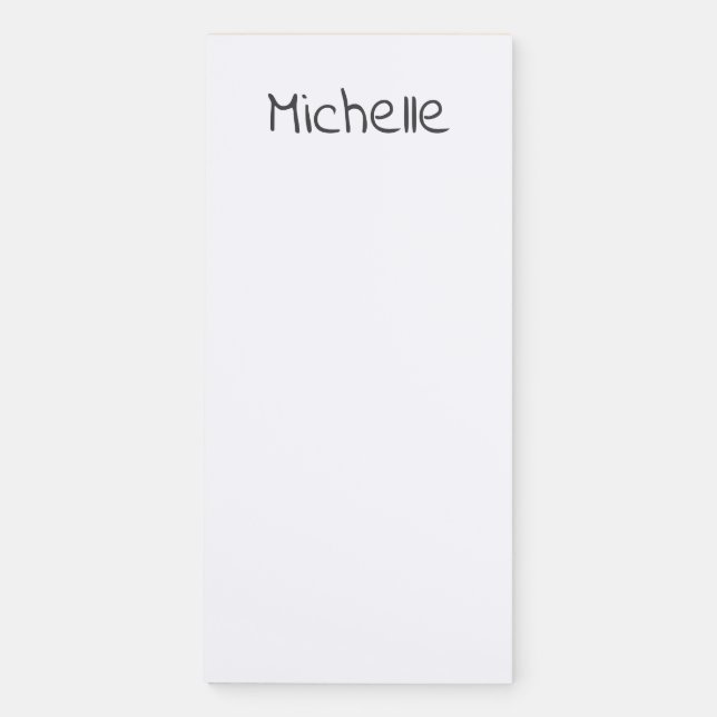 Professional Modern Minimalist Plain Own Name Magnetic Notepad (Front)