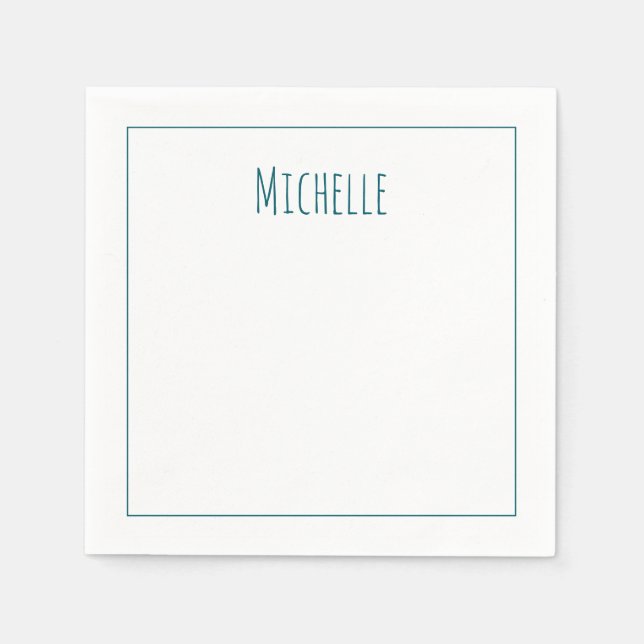 Professional Modern Minimalist Plain Own Name Napkins (Front)