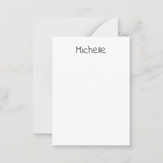 Professional Modern Minimalist Plain Own Name Note Card (Front)