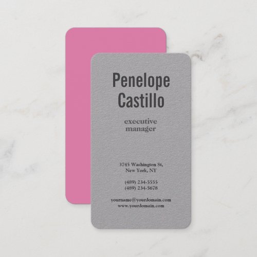 Professional Modern Minimalist Plain Pink Grey Business Card