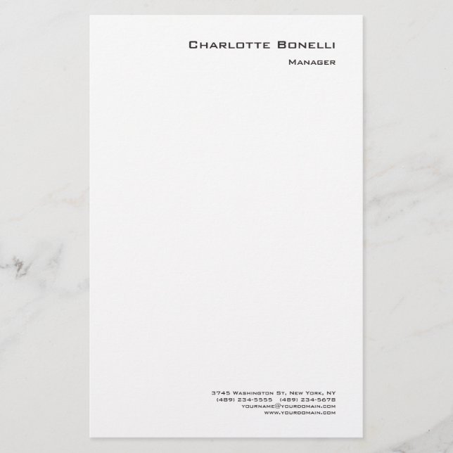Professional Modern Minimalist Plain Stationery (Front)