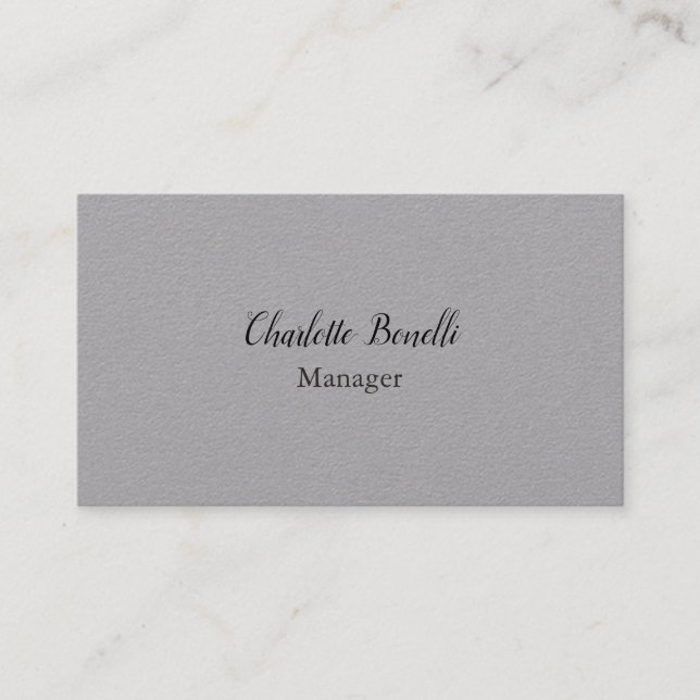 Professional Modern Minimalist Premium Grey Business Card (Front)