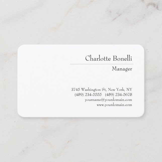 Professional Modern Minimalist Premium Silk Business Card (Front)