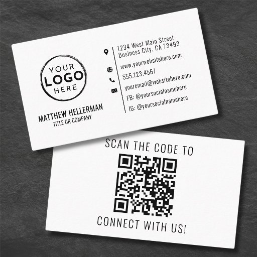 Customizable Professional Modern Minimalist QR Code Logo Business Card