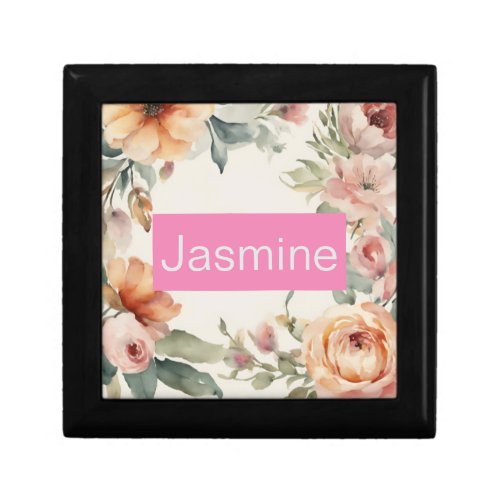 Professional Modern Minimalist Roses Floral Name Gift Box