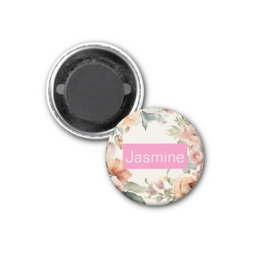 Professional Modern Minimalist Roses Floral Name Magnet