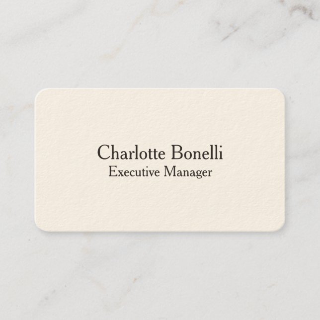 Professional Modern Minimalist Signature Cream Business Card (Front)