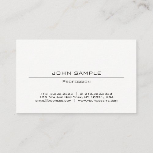 Professional Modern Minimalist Simple Design White Business Card