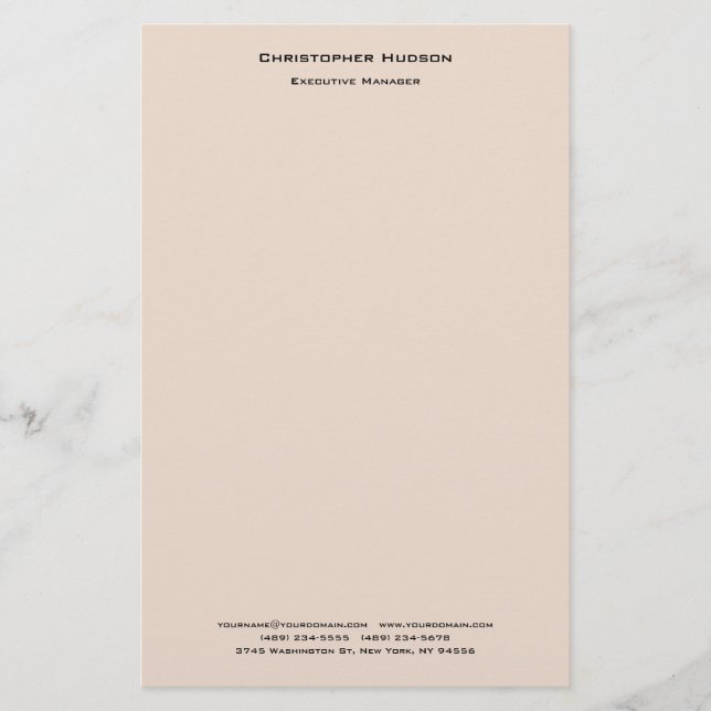 Professional Modern Minimalist Simple Plain Linen Stationery (Front)