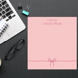 Professional Modern Minimalist Stylish Pink Bow Notepad