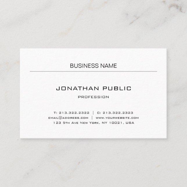 Professional Modern Minimalistic Elegant Plain Business Card (Front)
