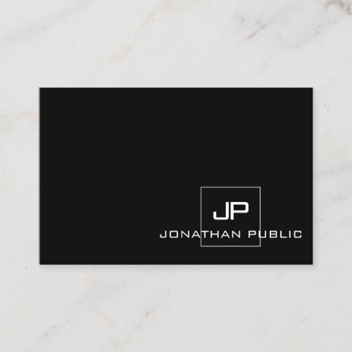 Professional Modern Monogram Black White Elegant Business Card