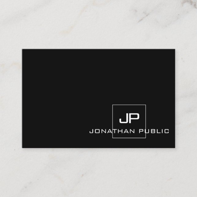 Professional Modern Monogram Black White Elegant Business Card (Front)