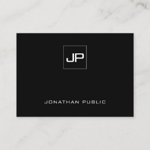Professional Modern Monogram Black White Plain Business Card