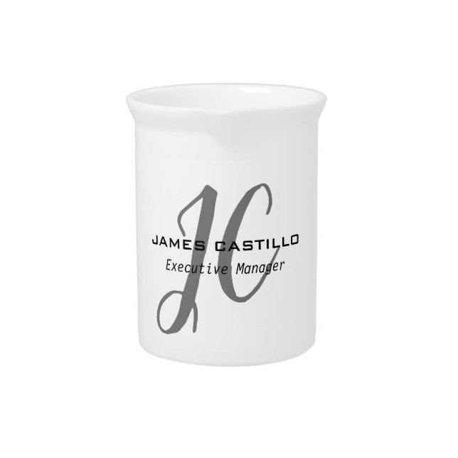 Professional Modern Monogram Calligraphy Script Beverage Pitcher (Front)