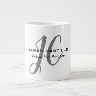 Professional Modern Monogram Calligraphy Script Giant Coffee Mug