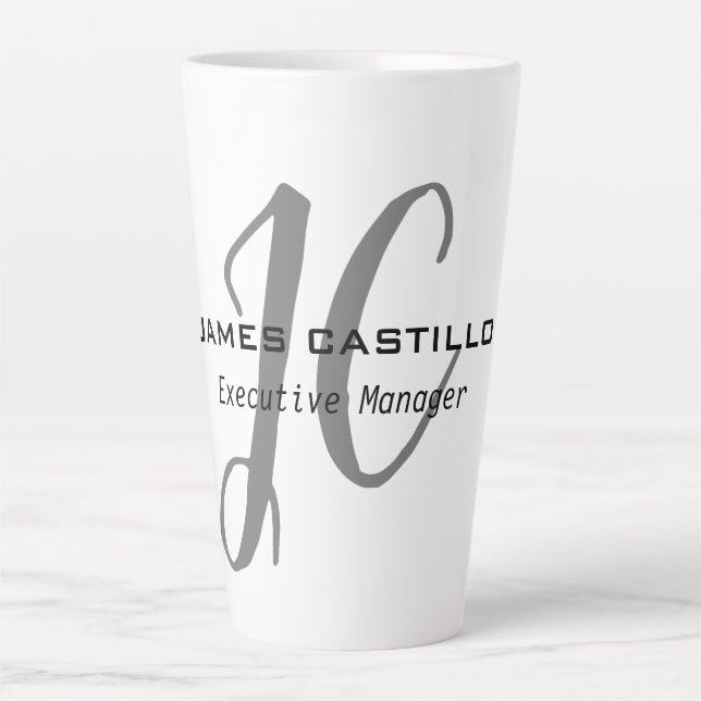 Professional Modern Monogram Calligraphy Script Latte Mug (Front)
