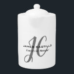 Professional Modern Monogram Calligraphy Script Teapot<br><div class="desc">Minimalist modern contemporary design</div>