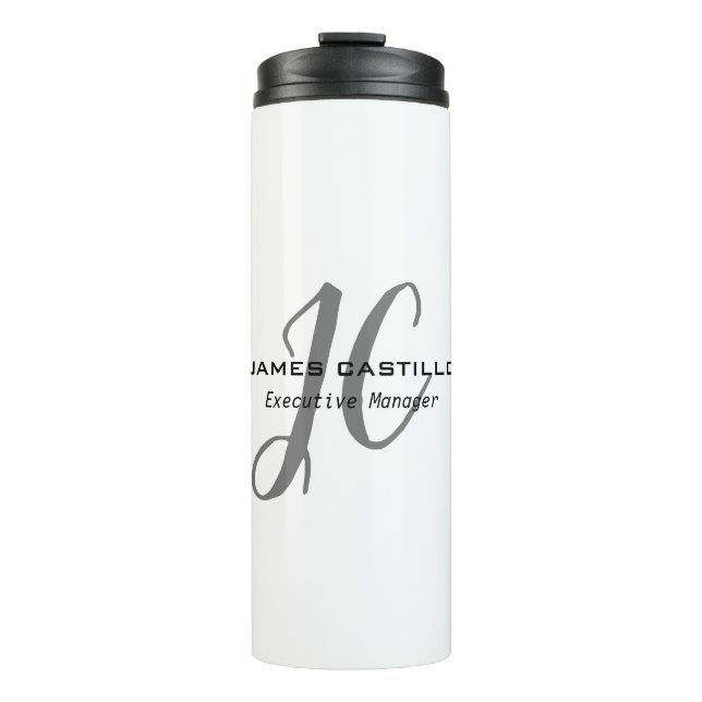 Professional Modern Monogram Calligraphy Script Thermal Tumbler (Front)