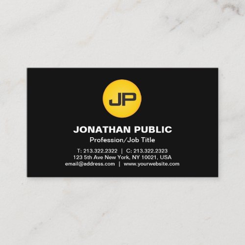 Professional Modern Monogram Elegant Black Design Business Card
