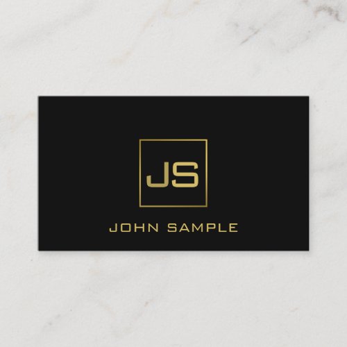 Professional Modern Monogram Elegant Black Gold Business Card