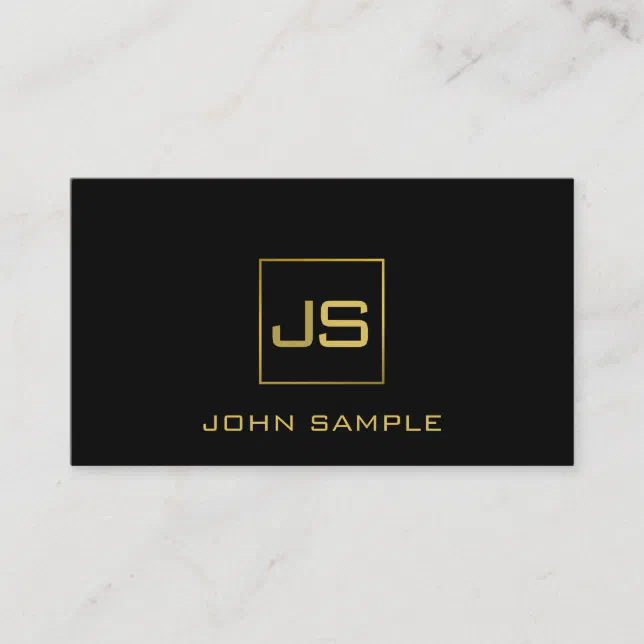 Professional Modern Monogram Elegant Black Gold Business Card | Zazzle