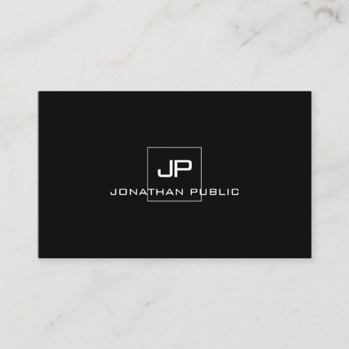 Professional Modern Monogram Elegant Black White Business Card