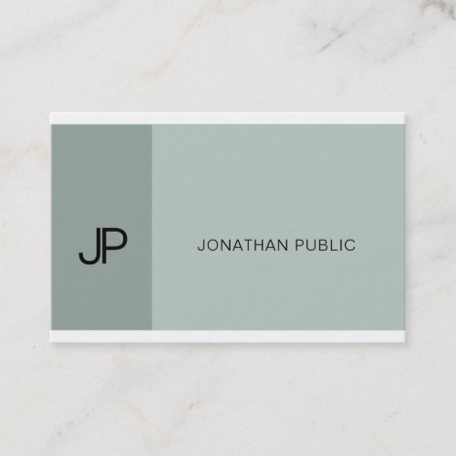 Professional Modern Monogram Elegant Blue Green Business Card