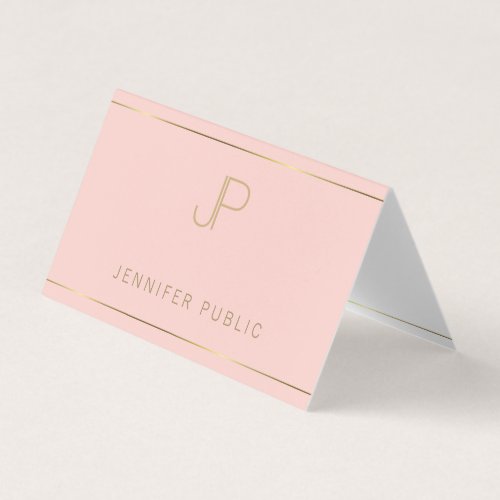 Professional Modern Monogram Elegant Pink Gold Business Card