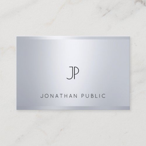 Professional Modern Monogram Glamour Silver Look Business Card