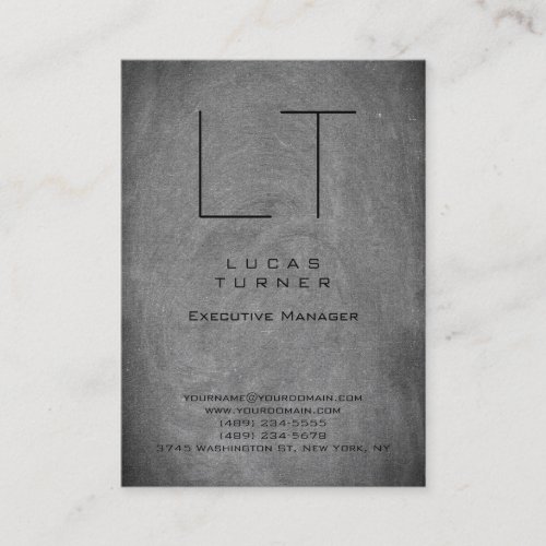 Professional Modern Monogram Gray Chalkboard Business Card