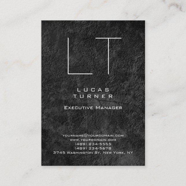 Professional Modern Monogram Gray Pattern Business Card (Front)