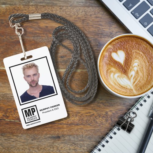 Professional Modern Monogram Logo Photo Employee Badge