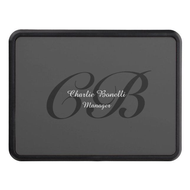 Professional Modern Monogram Minimalist Grey Hitch Cover (Front)