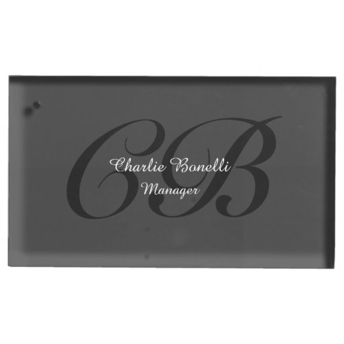 Professional Modern Monogram Minimalist Grey Place Card Holder