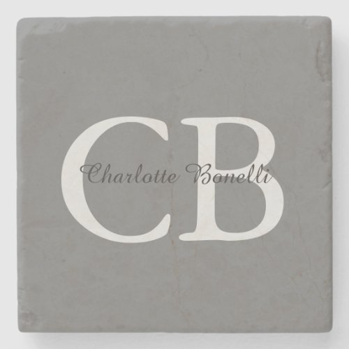 Professional Modern Monogram Minimalist Grey Stone Coaster