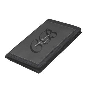 Professional Modern Monogram Minimalist Grey Tri-fold Wallet
