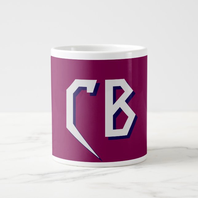 Professional Modern Monogram Minimalist Initials Giant Coffee Mug (Front)
