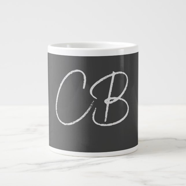 Professional Modern Monogram Minimalist Initials Giant Coffee Mug (Front)