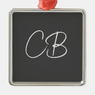 Professional Modern Monogram Minimalist Initials Metal Ornament