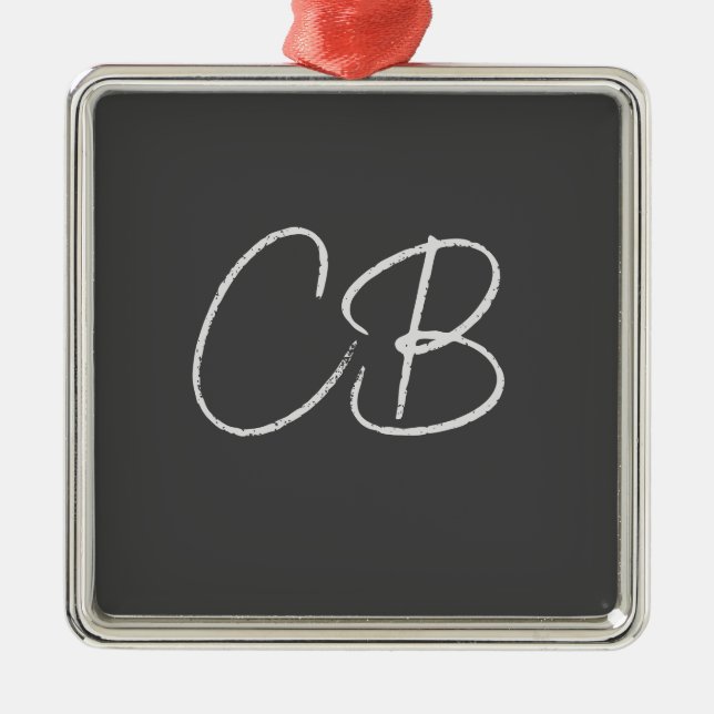 Professional Modern Monogram Minimalist Initials Metal Ornament (Front)